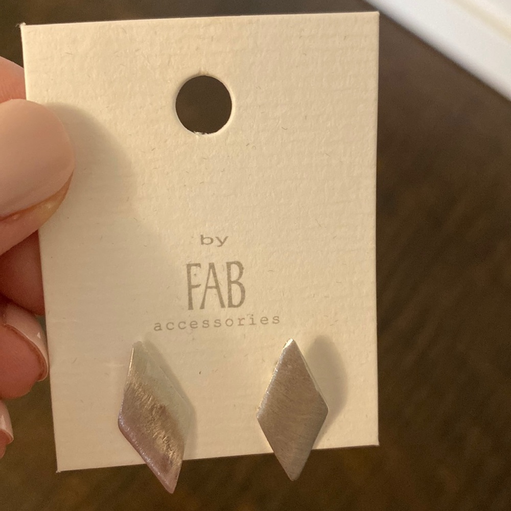 By Fab Toronto silver diamond earrings - one back missing